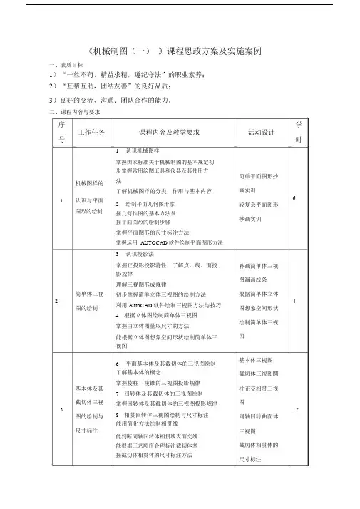 (完整word版)《机械制图(一)》课程思政方案及实施案例(2).doc