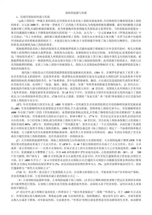 保险的起源与发展
