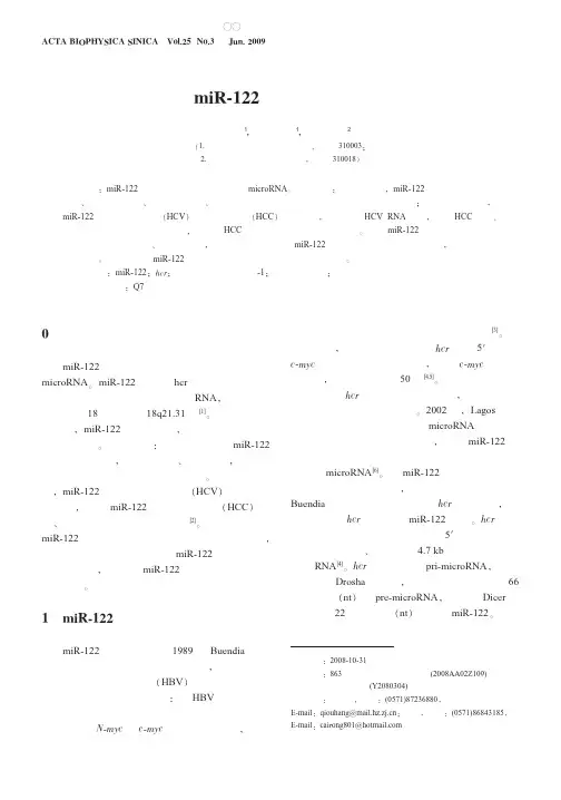 肝脏特异性miR_122的分子生物学特性及功能
