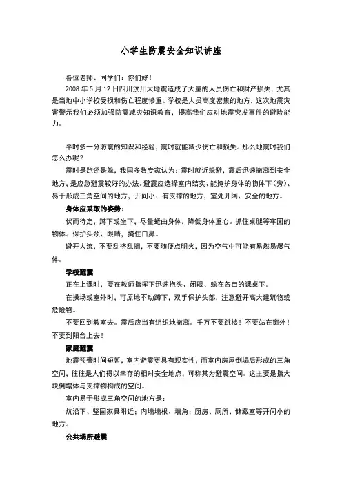 小学生防震安全知识讲座 2