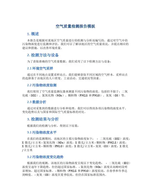 空气质量检测报告模板 2