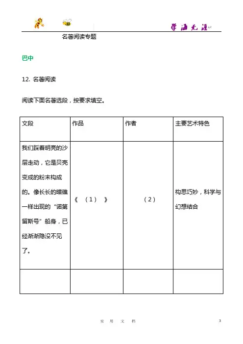四川省9市2018年中考语文试卷分类汇编：名著阅读专题