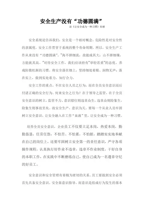 让安全成为一种习惯 读后感