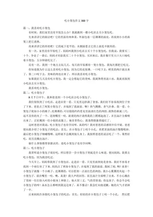 吃小笼包作文300字优秀作文