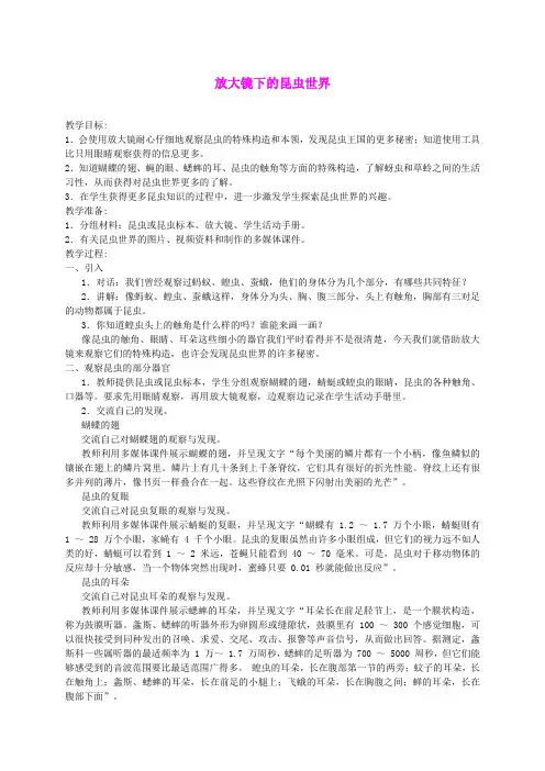 六年级科学下册 放大镜下的昆虫世界教案 教科版 (2)