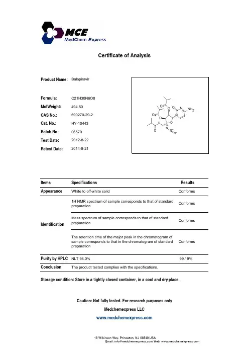 Balapiravir_690270-29-2_CoA_MedChemExpress