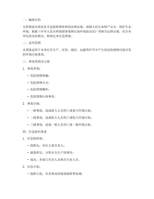 危险废物专项应急预案范本