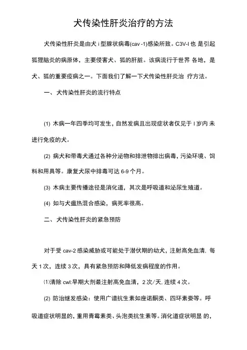 犬传染性肝炎治疗的方法