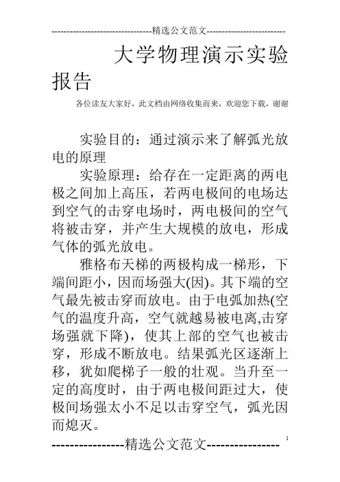 大学物理演示实验报告 2