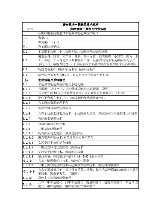 货物需求一览表及技术规格 2