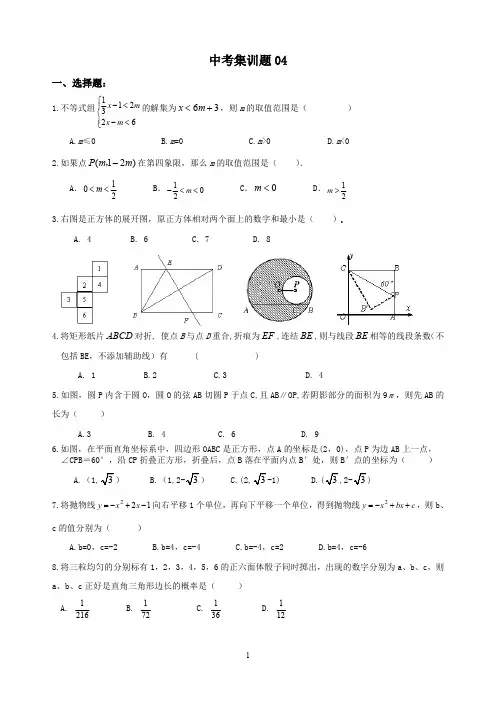 精品 九年级数学 中考集训题29套-04