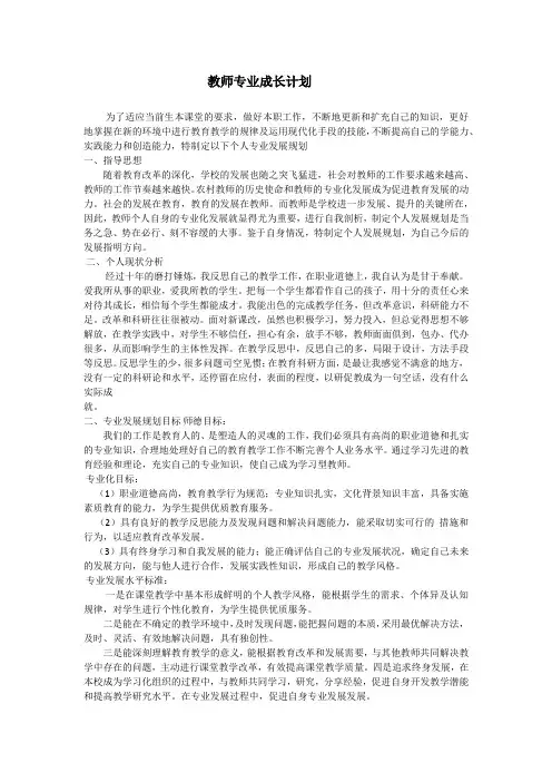 教师专业成长计划