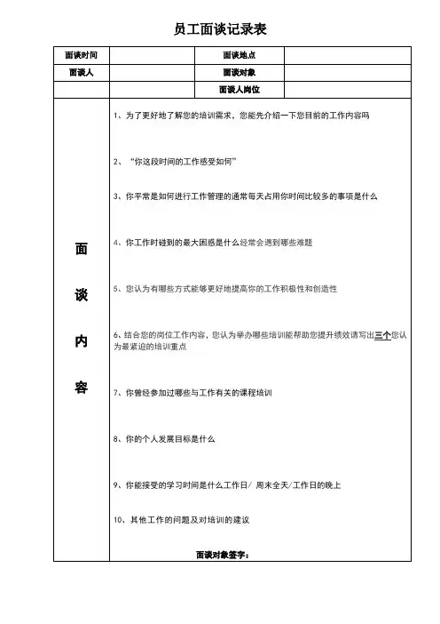 员工面谈记录表