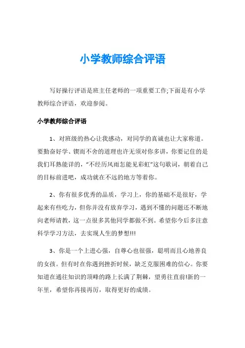 小学教师综合评语