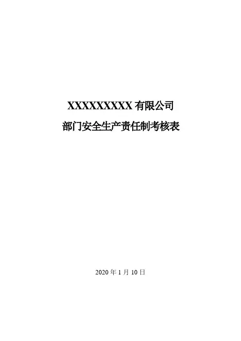 安全生产标准化文档之3.2.3 部门安全生产责任制考核表(参考)