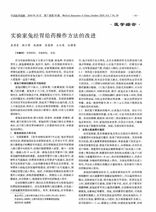 实验家兔经胃给药操作方法的改进