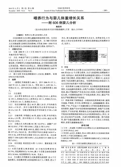 喂养行为与婴儿体重增长关系——附606例婴儿分析