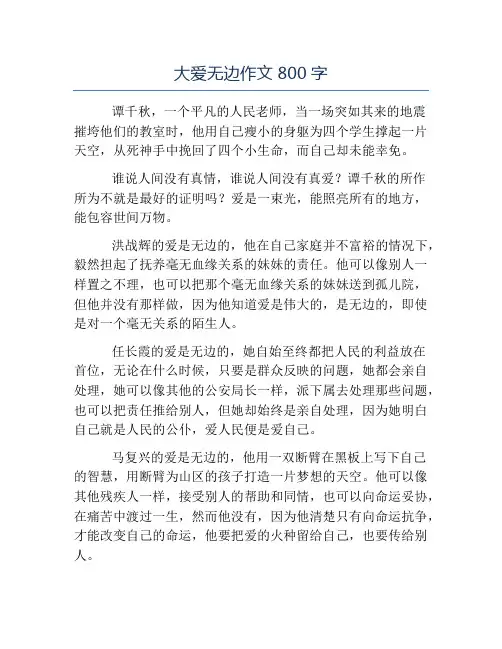 精品范文-大爱无边作文800字