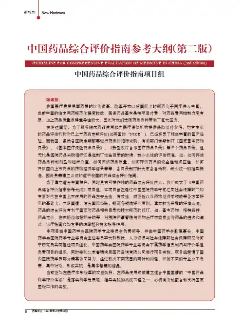 中国药品综合评价指南参考大纲(第二版)2015