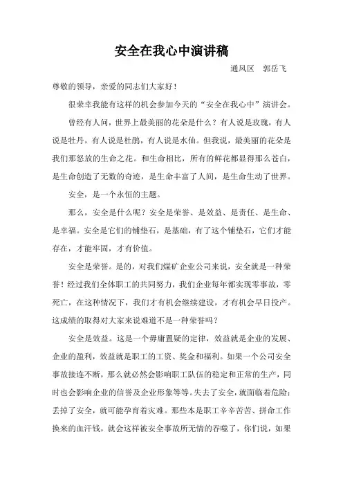 安全在我心中演讲稿