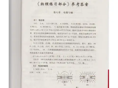 上海教育出版社九年级下物理练习册答案