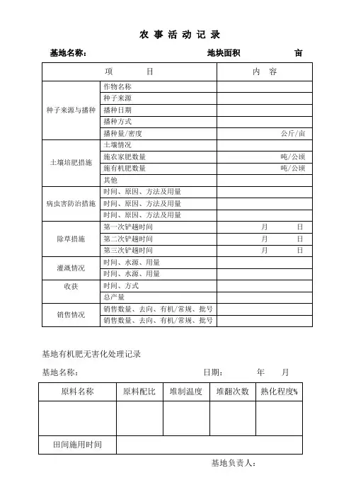 农事活动记录