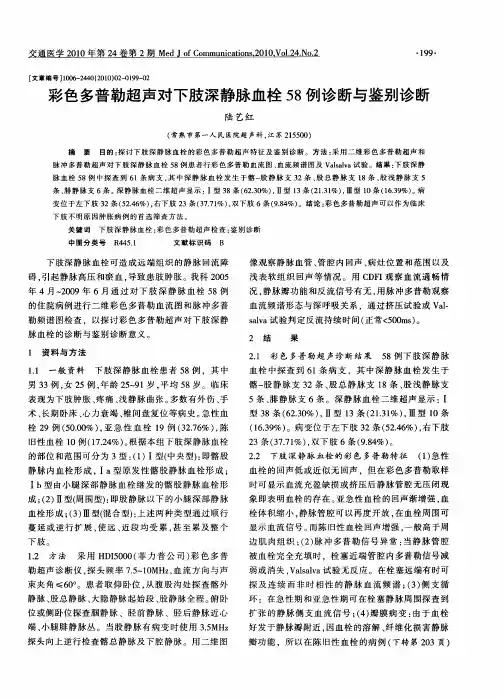 彩色多普勒超声对下肢深静脉血栓58例诊断与鉴别诊断