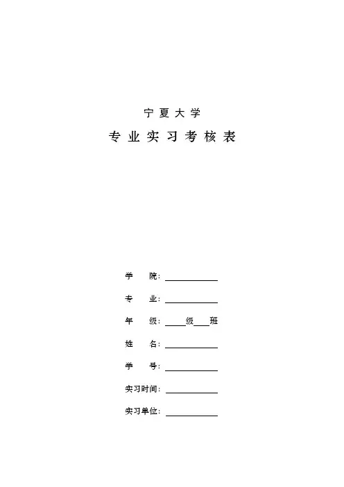宁夏大学专业实习考核表