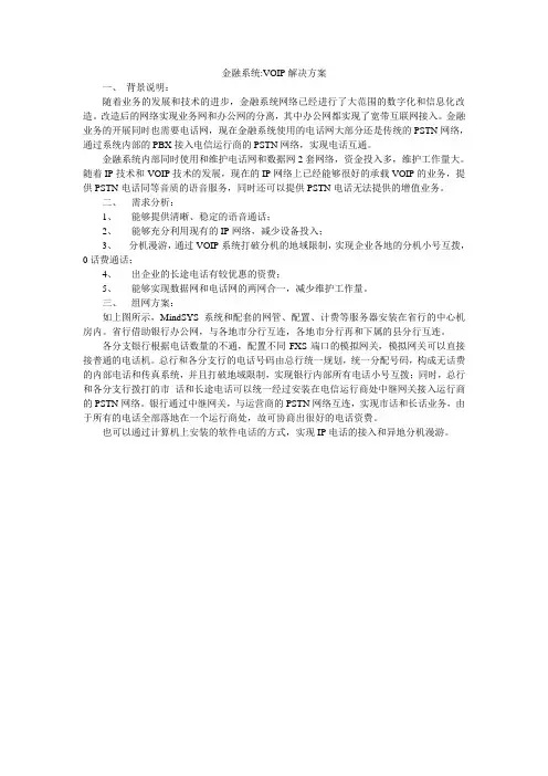 金融系统-VOIP解决方案
