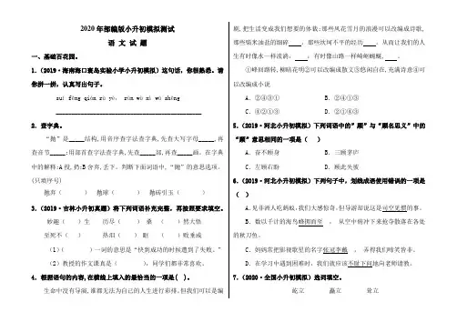 2020部编版小升初语文考试试题(含答案)