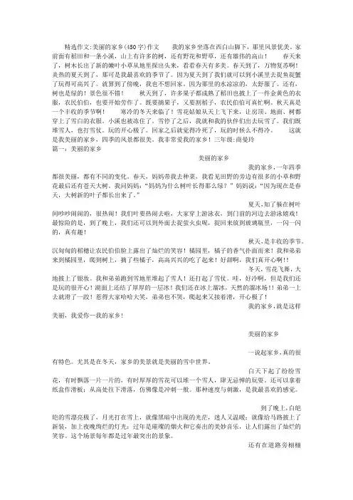 美丽的家乡(450字)作文