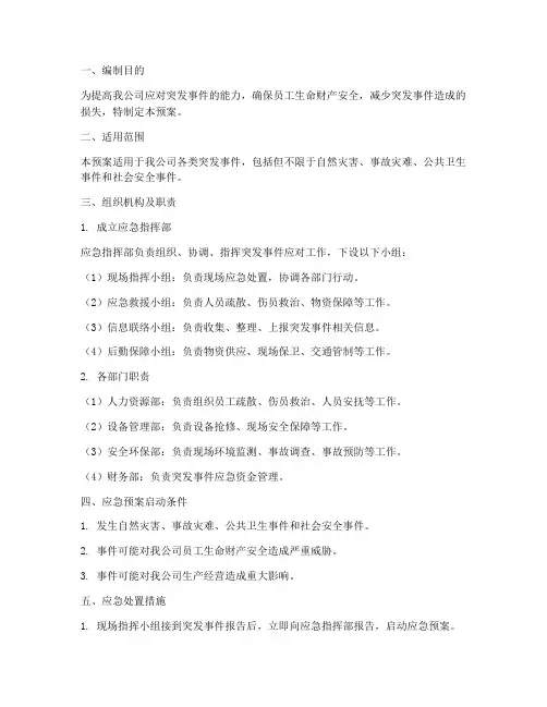 热电公司的应急预案