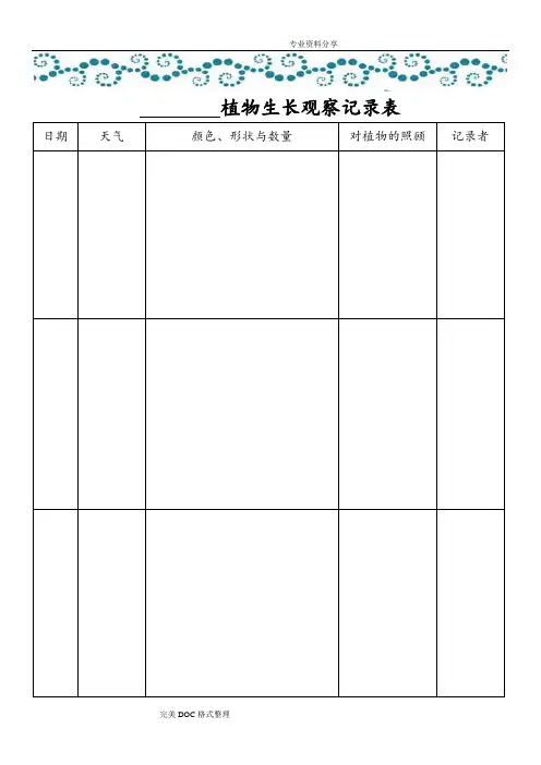 植物生长观察记录文本表