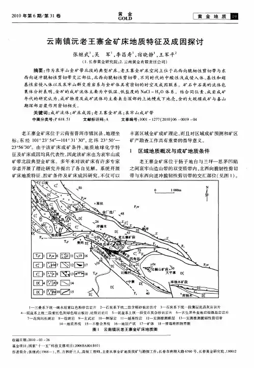 云南镇沅老王寨金矿床地质特征及成因探讨