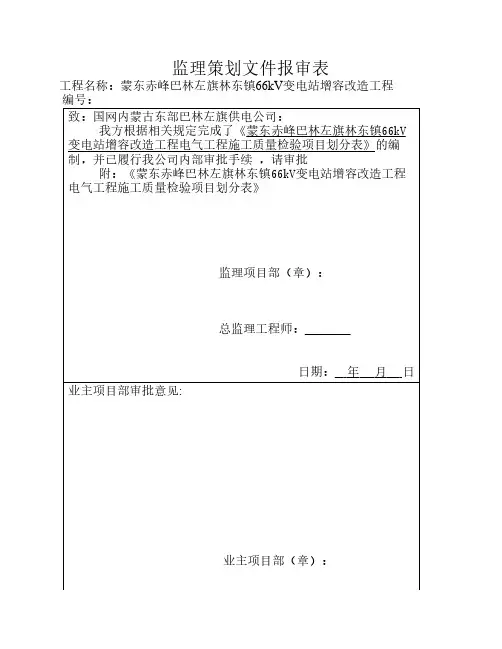 监理规划细则报审表