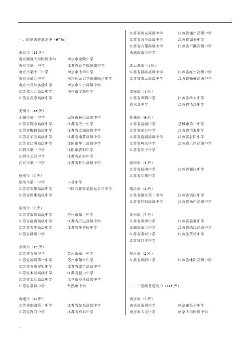 江苏省普通高中名单