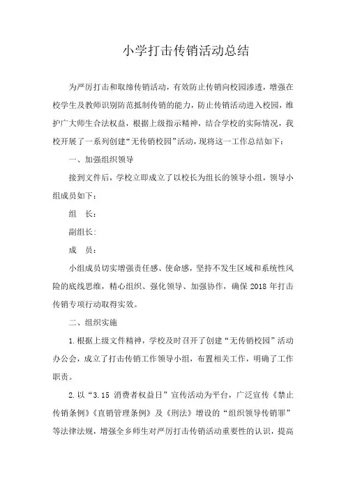 小学打击传销工作总结