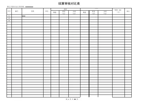 结算审核对比表-样板