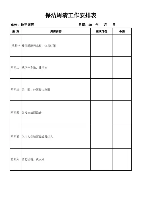 保洁周清计划表