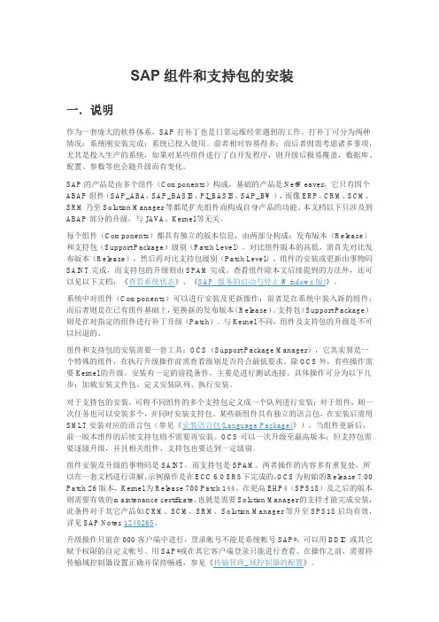 SAP组件和支持包的安装