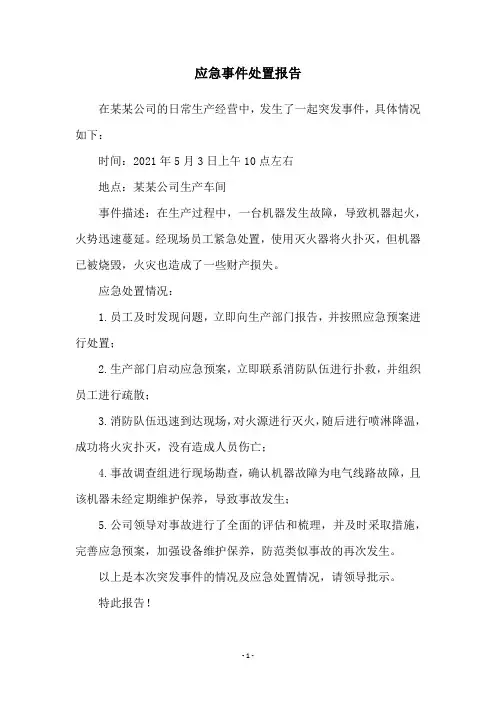 应急事件处置报告