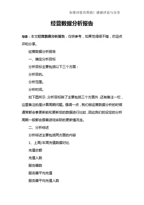 经营数据分析报告