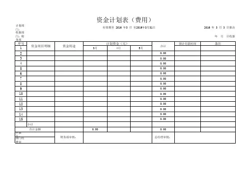 资金计划表模板