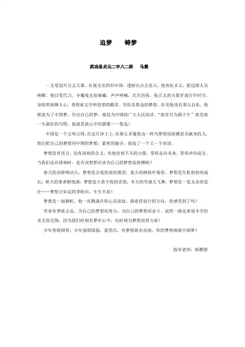 中国梦我的梦征文3