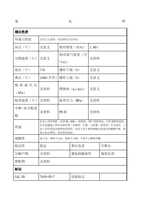 氯化钾安全技术说明书 2