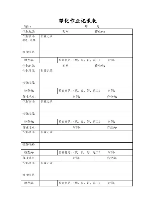 物业公司保洁卫生表格