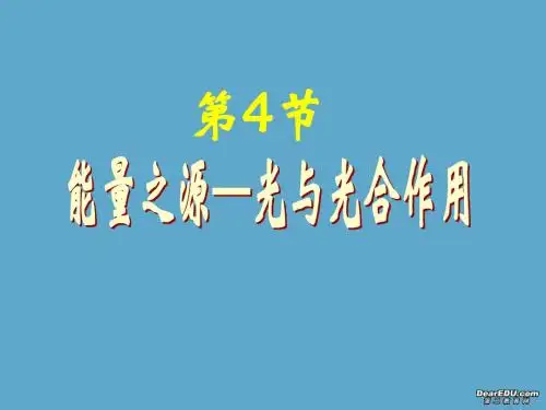 高一生物第四节能量之源 光与光合作用课件 新课标 人教版