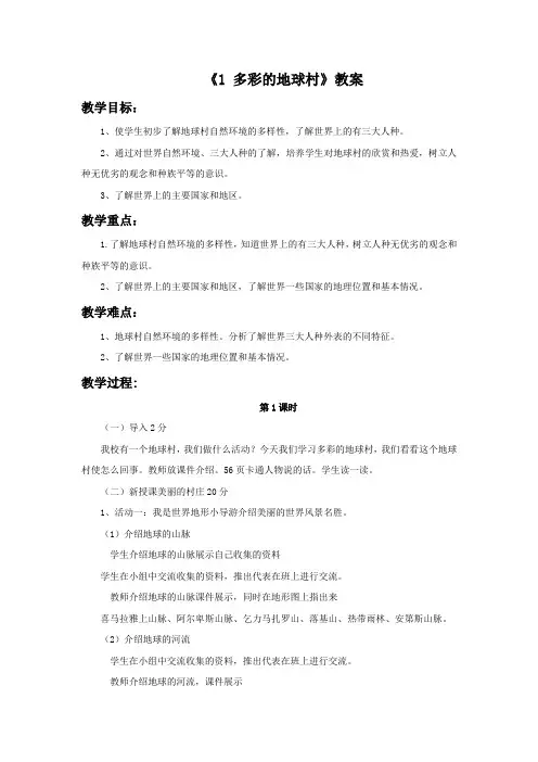 《1多彩的地球村》教案