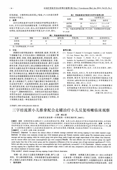 三字经流派小儿推拿配合走罐治疗小儿反复咳嗽临床观察