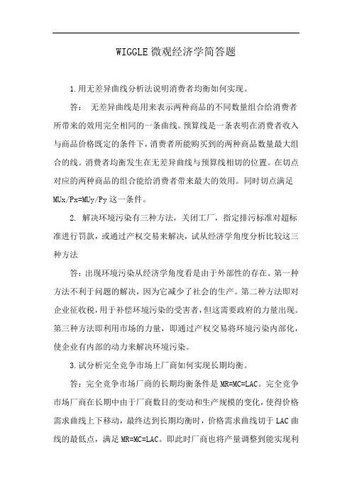 WIGGLE微观经济学简答题